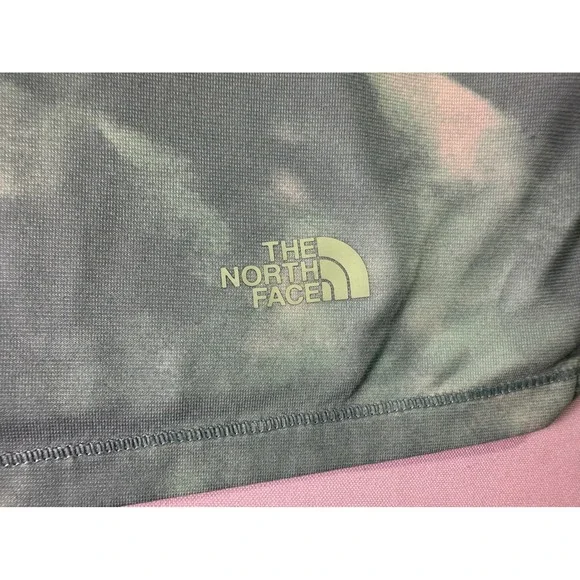 The North Face Womens 2X Green Tie Dye Boxy Cropped Short Sleeve Performance Tee - Picture 2 of 7